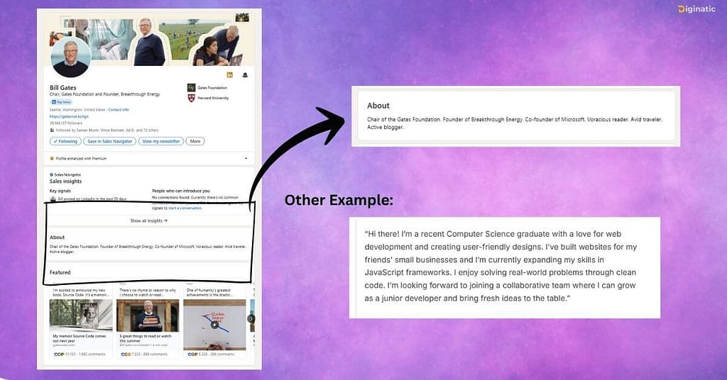 simple starter example to Build a LinkedIn Profile Without Experience