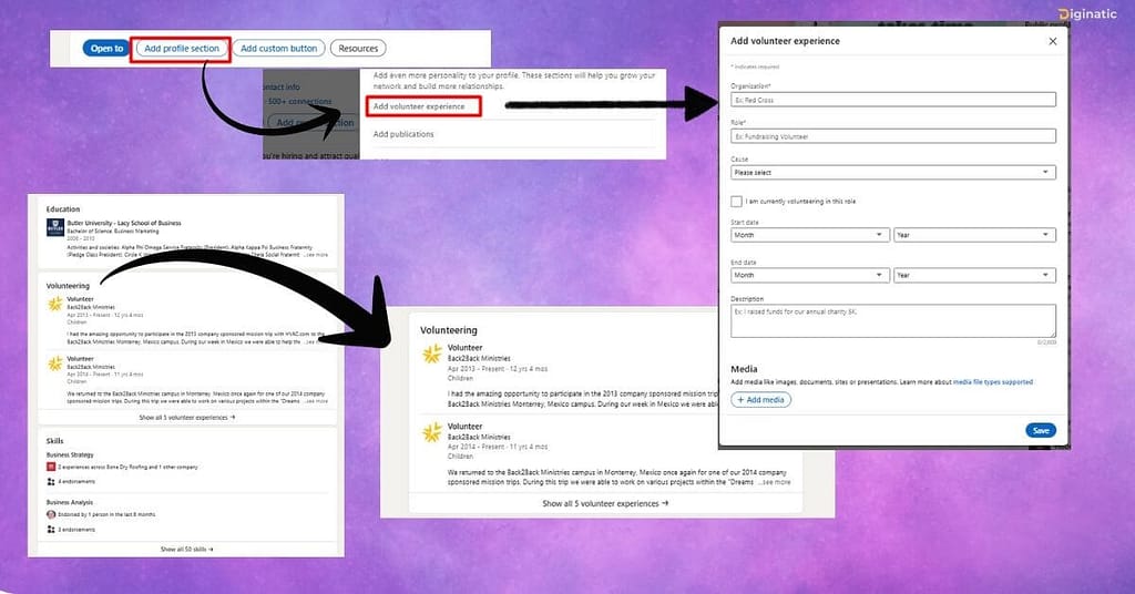 volunteer section to grow your network